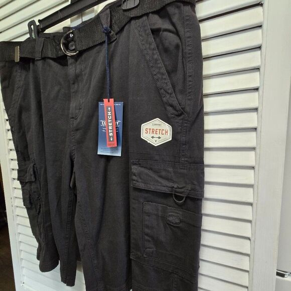 NWT MEN'S COMPANY EIGHTY ONE C12SH490 BLACK BELTED CARGO COTTON SHORTS XL - Picture 3 of 12